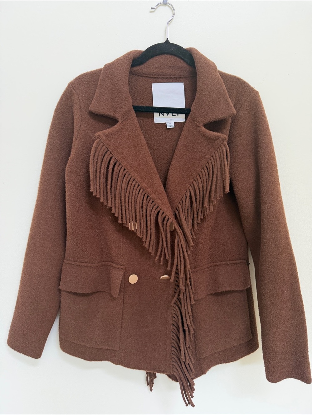 NVLT Brown Fringe Trim Teddy Jacket